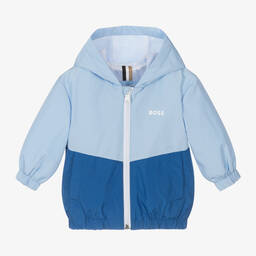 BOSS-Boys Blue Windbreaker Jacket | Childrensalon Outlet