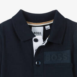 BOSS-Сине-желтая рубашка поло для мальчиков | Childrensalon Outlet