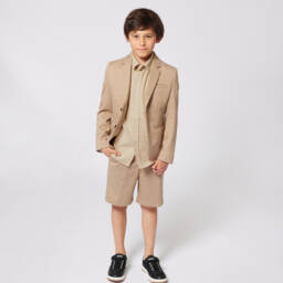 BOSS-Boys Charcoal Canvas & Leather Sneakers | Childrensalon Outlet