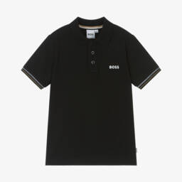 BOSS-Boys Classic Black Pique Polo | Childrensalon Outlet