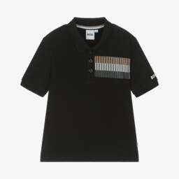 BOSS-Boys Classic Black Polo Top | Childrensalon Outlet