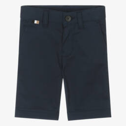 BOSS-Boys Classic Navy Twill Shorts | Childrensalon Outlet