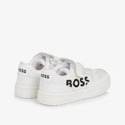 BOSS-Boys Classic White Leather & Canvas Sneakers | Childrensalon Outlet