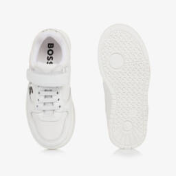 BOSS-Boys Classic White Leather & Canvas Sneakers | Childrensalon Outlet