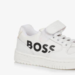 BOSS-Boys Classic White Leather & Canvas Sneakers | Childrensalon Outlet