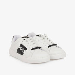 BOSS-Boys Classic White Leather Sneakers | Childrensalon Outlet