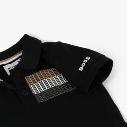BOSS-قميص بولو قطني أسود للأولاد | Childrensalon Outlet