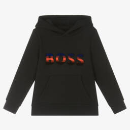 BOSS-Черная хлопковая худи для мальчиков | Childrensalon Outlet