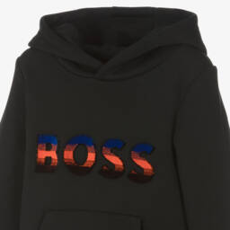 BOSS-Черная хлопковая худи для мальчиков | Childrensalon Outlet