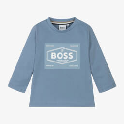 BOSS-Boys Cotton Long Sleeve Tee | Childrensalon Outlet