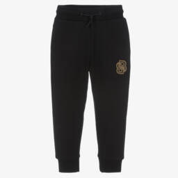 BOSS-Boys Cotton-Rich Black Jersey Trousers | Childrensalon Outlet