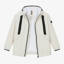 بوس-معطف كريمي بغطاء للرأس للأولاد | Childrensalon Outlet