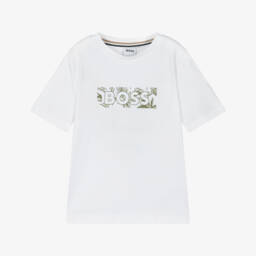 BOSS-Boys Crisp White Cotton Tee | Childrensalon Outlet