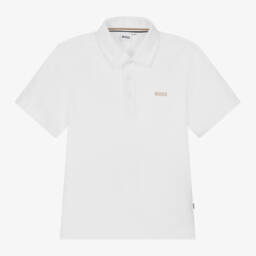 BOSS-بولو قطني أبيض أنيق للأولاد | Childrensalon Outlet