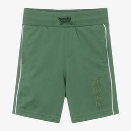 BOSS-Boys Green Jersey Shorts | Childrensalon Outlet