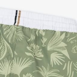 BOSS-Boys Green Tropical Print Swim Shorts | Childrensalon Outlet