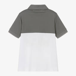 BOSS-Boys Grey Colourblock Polo Shirt | Childrensalon Outlet