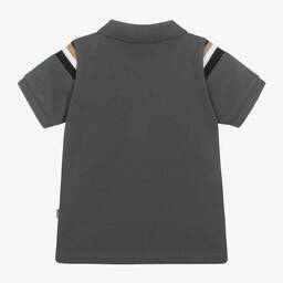 BOSS-Boys Grey Cotton Piqué Polo Top | Childrensalon Outlet