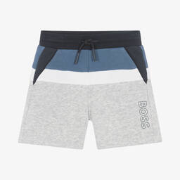 BOSS-Boys Grey Cotton Shorts | Childrensalon Outlet