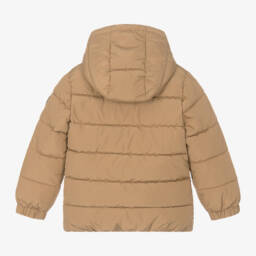 BOSS-Бежевая куртка-пуховик с капюшоном для мальчиков | Childrensalon Outlet