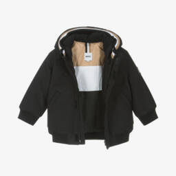 BOSS-Boys Hooded Black Jacket | Childrensalon Outlet