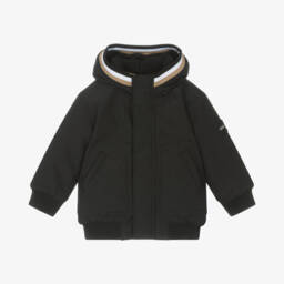 BOSS-Boys Hooded Black Jacket | Childrensalon Outlet