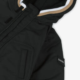 BOSS-Boys Hooded Black Jacket | Childrensalon Outlet