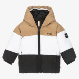 BOSS-Бежево-черная куртка с капюшоном | Childrensalon Outlet