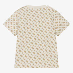 BOSS-Boys Ivory Cotton Logo Tee | Childrensalon Outlet