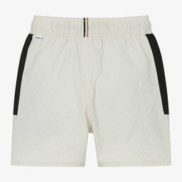 BOSS-Boys Ivory Textured Swim Shorts | Childrensalon Outlet