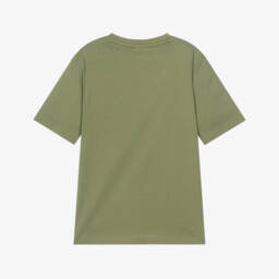 BOSS-Boys Khaki Leaf Print Tee | Childrensalon Outlet