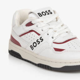 BOSS-Белые кожаные кроссовки для мальчиков | Childrensalon Outlet