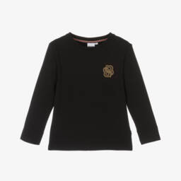 BOSS-Boys Luxe Black Jersey Shirt | Childrensalon Outlet