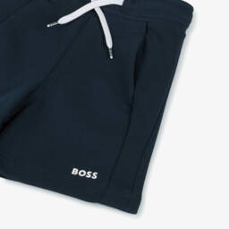 BOSS-Boys Mid-Blue Jersey Cotton Shorts | Childrensalon Outlet