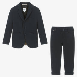 BOSS-Boys Milano Jersey Navy Blue Suit | Childrensalon Outlet