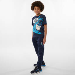BOSS-Boys Navy Blue Cotton Batman Joggers | Childrensalon Outlet