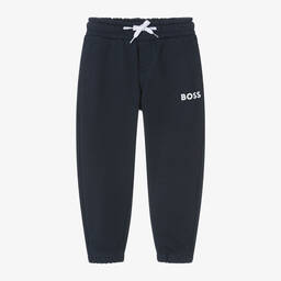 BOSS Boys Navy Blue Cotton Joggers Childrensalon Outlet