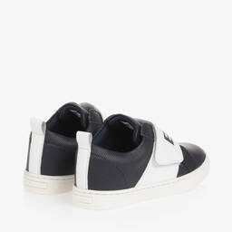 بوس-حذاء رياضي بشريط لاصق جلد لون كحلي للأولاد | Childrensalon Outlet