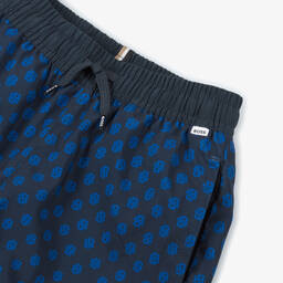 BOSS-Boys Navy Blue Monogram Swim Shorts | Childrensalon Outlet