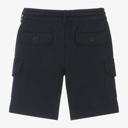 BOSS-Boys Navy Blue Viscose Cargo Shorts | Childrensalon Outlet
