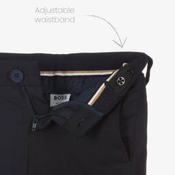 BOSS-Boys Navy Blue Wool Trousers | Childrensalon Outlet