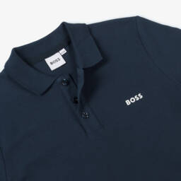 BOSS-Boys Navy Bold Logo Cotton Polo | Childrensalon Outlet