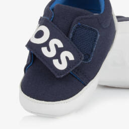 BOSS-Boys Navy Canvas Explorer Sneakers | Childrensalon Outlet