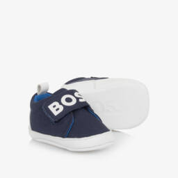 BOSS-Boys Navy Canvas Explorer Sneakers | Childrensalon Outlet