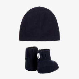 BOSS-Синяя шапочка и пинетки из хлопка для малышей | Childrensalon Outlet