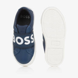BOSS-حذاء رياضي جلد لون أزرق للأولاد | Childrensalon Outlet