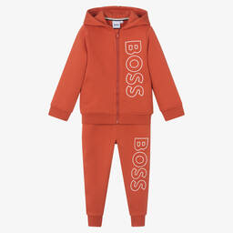 Grey and orange shop hugo boss tracksuit