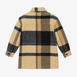 BOSS-Boys Plaid Beige Cotton Shirt | Childrensalon Outlet