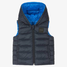 BOSS-Синий двусторонний жилет | Childrensalon Outlet