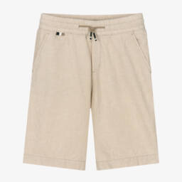 BOSS-Boys Sand-Hued Linen Tie Shorts | Childrensalon Outlet